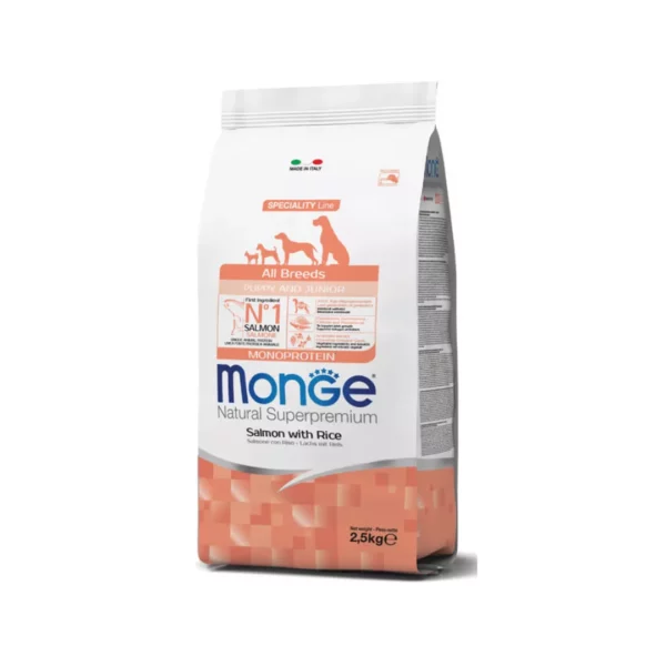 Monge Natural Puppy & Junior Monoprotein Salmone con Riso