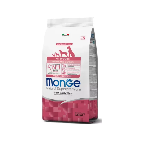 Monge Natural All Breeds Puppy & Junior Monoprotein Manzo con Riso