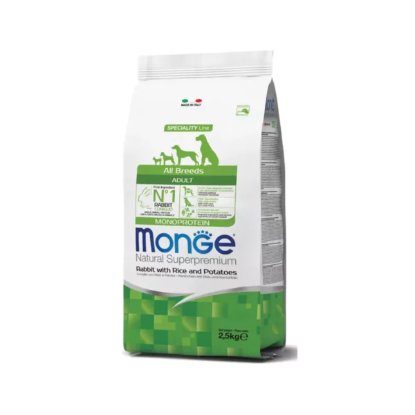 Monge All Breeds Adult Monoprotein Coniglio con Riso e Patate